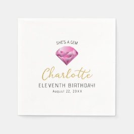 Serviette En Papier Pink Diamond Gem Anniversaire Papier Napkins