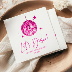 Serviette En Papier Pink Disco Ball Let's Disco Anniversaire