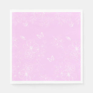 Serviette En Papier Pink Floral minimaliste Motif moderne Abstrait