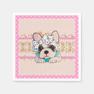 Serviette En Papier Pink French Bulldog