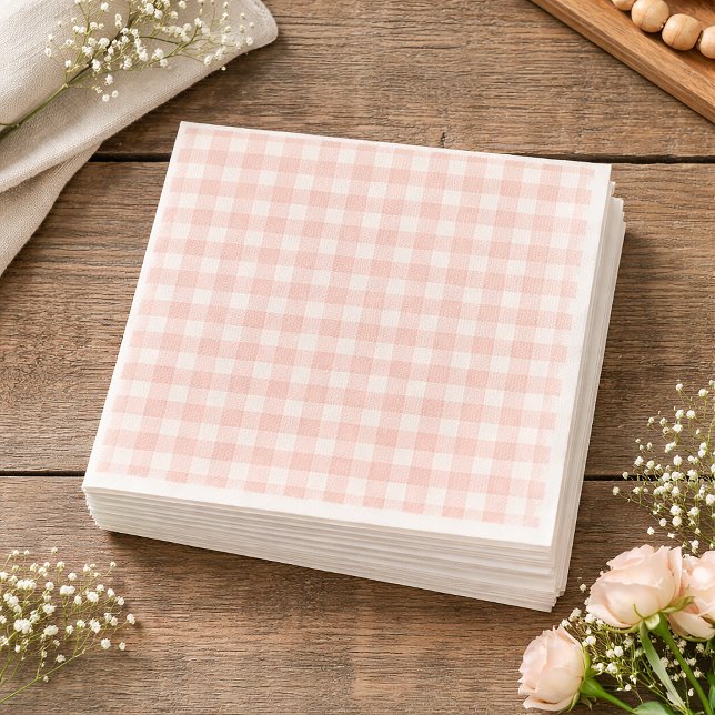 Serviette En Papier Pink Gingham Paper Napkins (Créateur téléchargé)