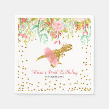 Pink Girl Dinosaur Papier Napkin