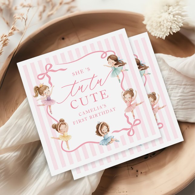 Serviette En Papier Pink Girls Bow Tutu Ballerina 1st Birthday (Créateur téléchargé)