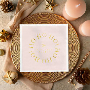 Serviette En Papier Pink Gold Christmas Ho Ho Ho ID1009