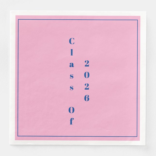 Serviette En Papier  Pink Graduation Party Graduate Class Of 2026 (Devant)