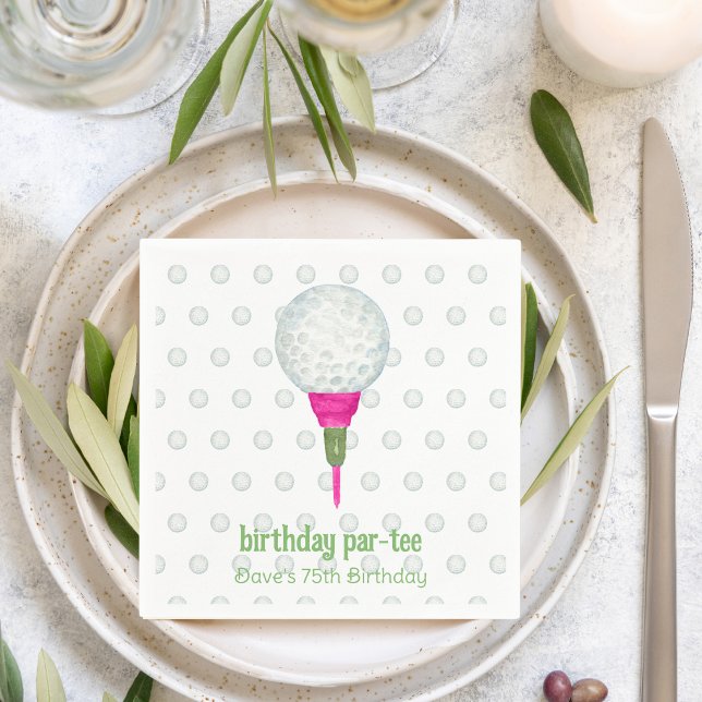 Serviette En Papier Pink Green Masters Golf Invitations de fête d'anni (Créateur téléchargé)