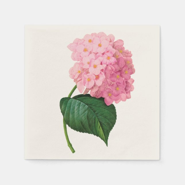 Serviette En Papier Pink Hydrangea Personnalisé Blanc Standard Napkin (Devant)