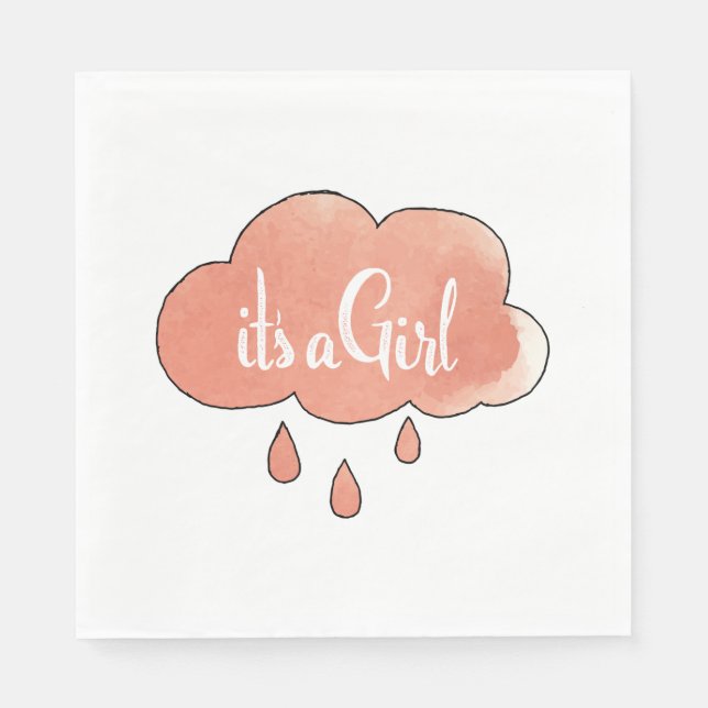 Serviette En Papier Pink It a Girl Calligraphy It’s a Girl Art Genre (Devant)