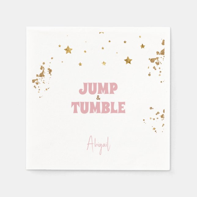 Serviette En Papier Pink Jump & Tumble Gymnastique Anniversaire (Devant)