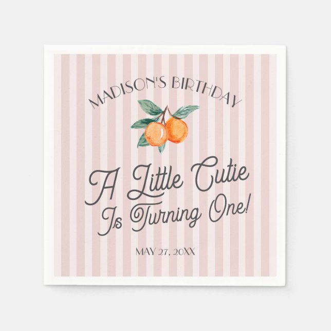 Serviette En Papier Pink Little Cutie Pastel Citrus Anniversaire (Devant)