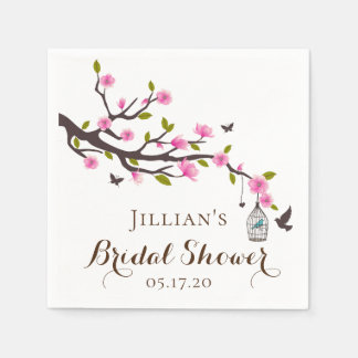 Serviette En Papier Pink Magnolia Fête des mariées personnalisée