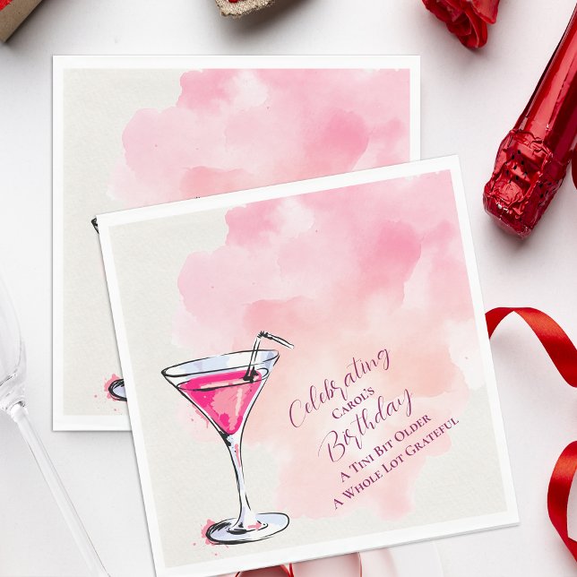 Serviette En Papier Pink Martini A Tini Bit Older Birthday Party Paper (Pink Martini A Tini Bit Older Birthday Party Paper Napkins)