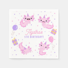 Serviette En Papier Pink mignonne Axolotl Fille Anniversaire