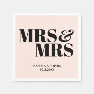 Serviette En Papier Pink Mme & Mme Bride Mariage personnalisé serviett