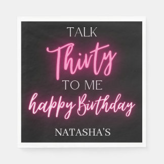 Serviette En Papier Pink Neon me parle 30 à moi fête d'anniversaire 30