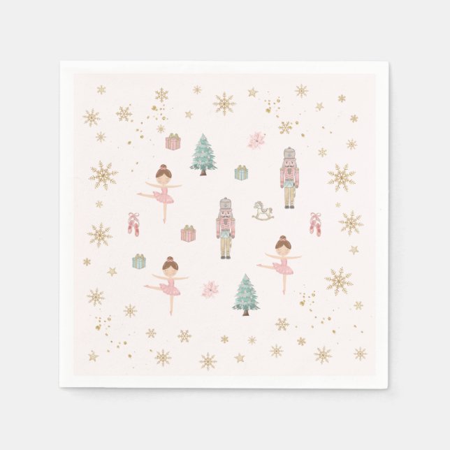 Serviette En Papier Pink Nutcracker Ballet Birthday Paper Napkins (Devant)