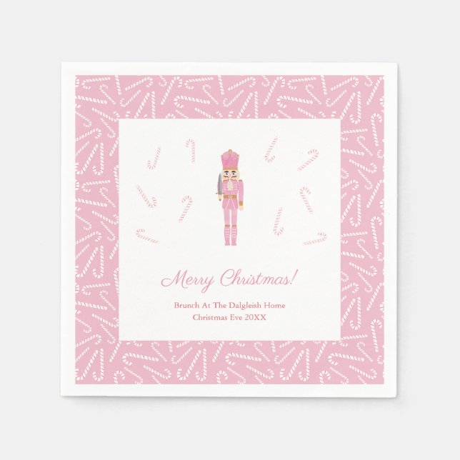 Serviette En Papier Pink Nutcracker Noël Fêtes Brunch Party (Devant)