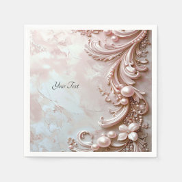 Serviette En Papier Pink Ornate Pearl and Floral