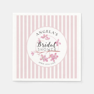 Serviette En Papier Pink Pastel Primrose Stripes Fête des mariées