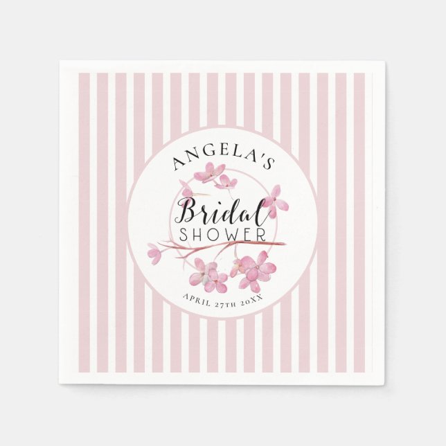 Serviette En Papier Pink Pastel Primrose Stripes Fête des mariées (Devant)