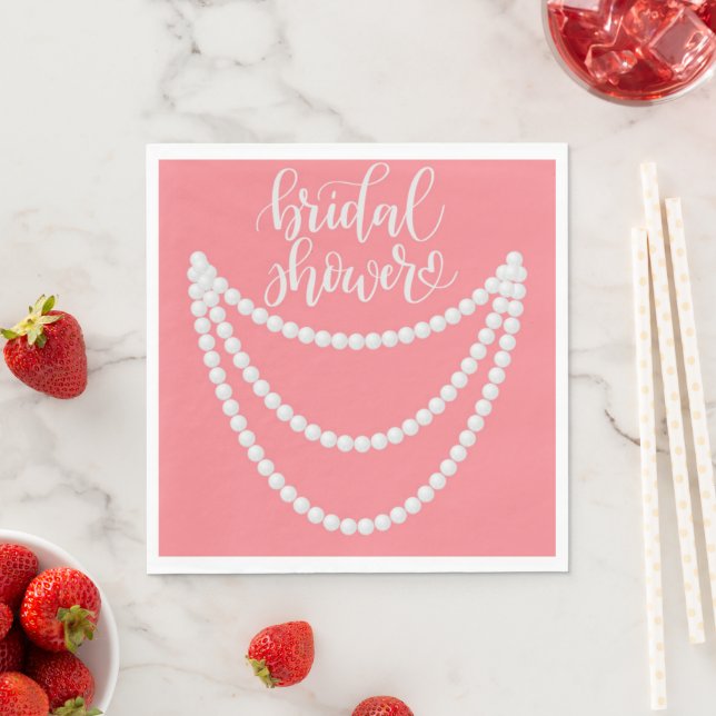 Serviette En Papier pink pearls bridal shower (En situation)
