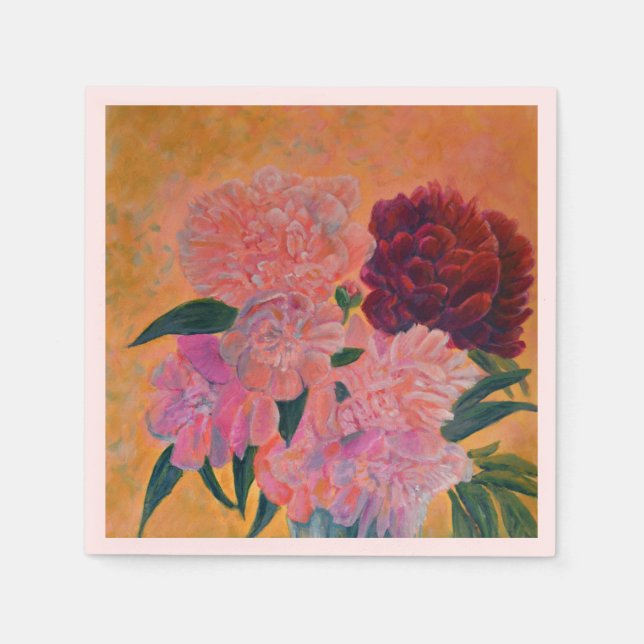 Serviette En Papier Pink Peony bouquet Naples (Devant)