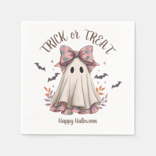 Serviette En Papier Pink Plaid Bow mignon Fille Fantôme Fête d'Hallowe