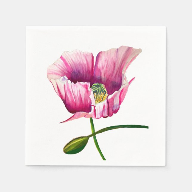 Serviette En Papier Pink Pop aquarelle fleur joli art (Devant)