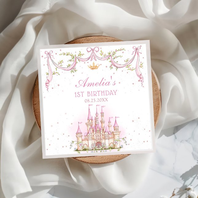 Serviette En Papier Pink Princess Castle Anniversaire Papier de fête N (Créateur téléchargé)