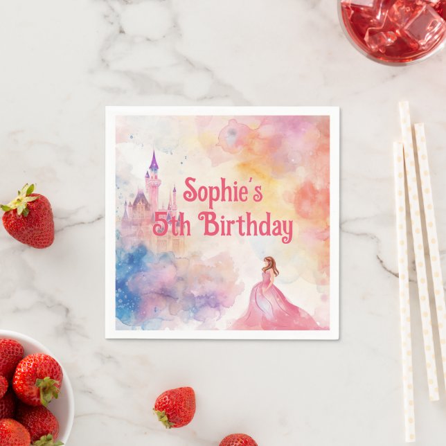 Serviette En Papier Pink Princess Fairytale (En situation)