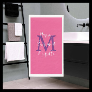 Serviette En Papier Pink Purple White Retraite Nom du parti Monogramme