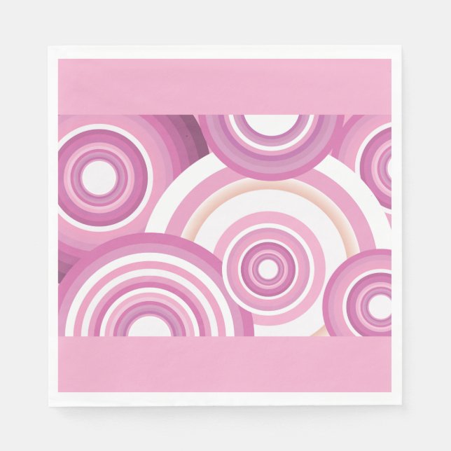 Serviette En Papier Pink Retro Circles Pattern (Devant)