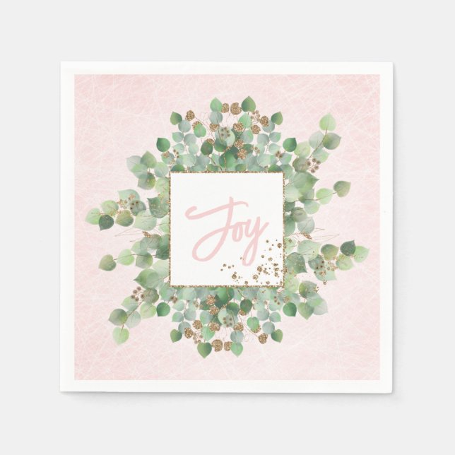 Serviette En Papier Pink Sage Eucalyptus Aquarelle (Devant)