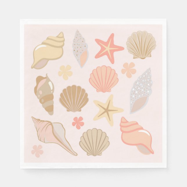 Serviette En Papier Pink Seashells Pattern (Devant)