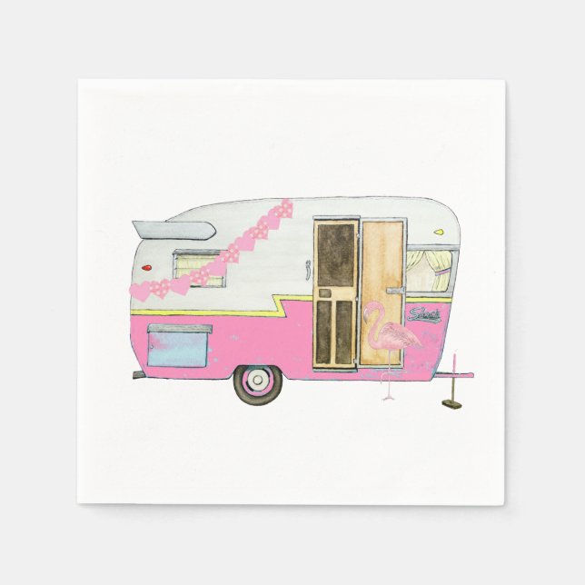 Serviette En Papier Pink She Shed Camper Trailer (Devant)