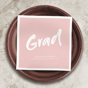 Serviette En Papier Pink Simple Moderne Brush Script Graduation