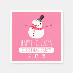 Serviette En Papier Pink Snowman, fête de Noël