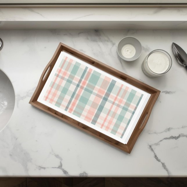 Serviette En Papier Pink Teal Plaid Spring Easter Paper Guest Towels (Créateur téléchargé)