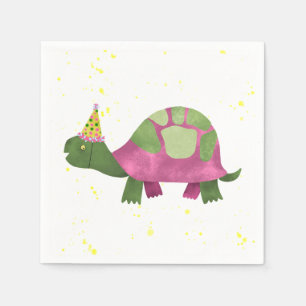 Serviette En Papier Pink Tortoise Party Napkin   Fête d'anniversaire d