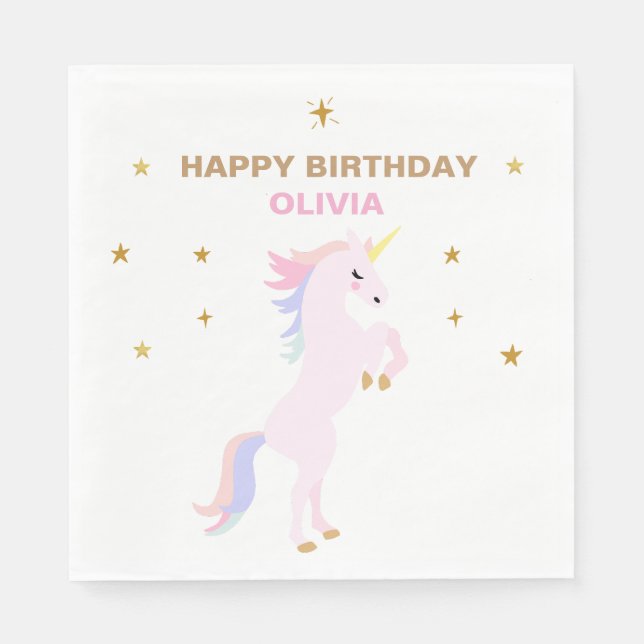 Serviette En Papier Pink Unicorne serviettes de table pastel (Devant)