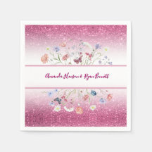 Pink Watercolor Floral Flower Wedding