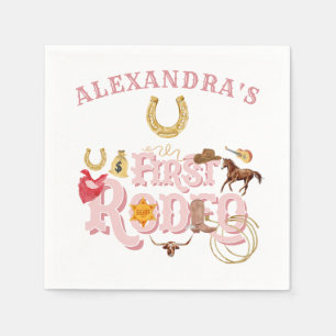 Serviette En Papier Pink Wild West Premier Rodéo Baby Girl 1er anniver