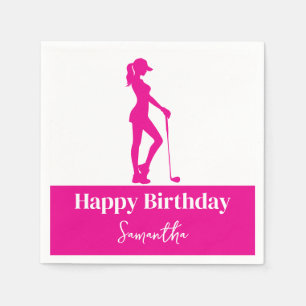 Serviette En Papier Pinky Golf Girl Anniversaire Monogramme
