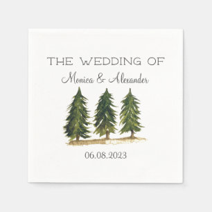 Serviette En Papier Pins Arbres Aquarelle Forêt Mariage Fête