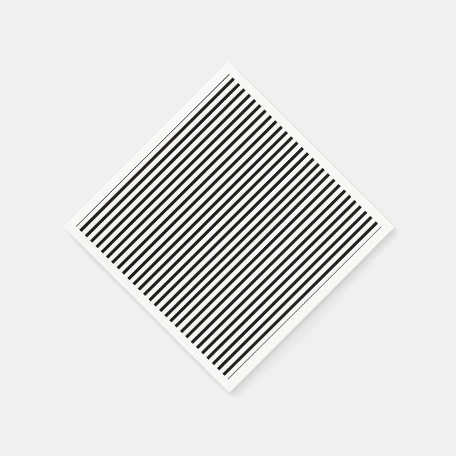 Serviette En Papier Pinstripe mince noir et blanc (Coin)