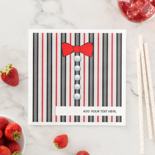 Serviette En Papier Pinstripes Et Cravate Red Bow
