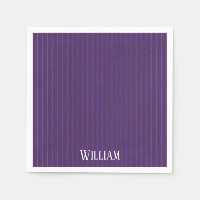Serviette En Papier Pinstripes pourpres (Devant)