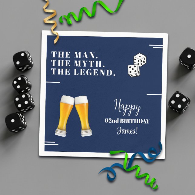 Serviette En Papier Pints de dés chic pour 92e anniversaire (Créateur téléchargé)