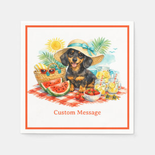 Serviette En Papier Pique-nique d'été Chiot teckel mignon Personnalise
