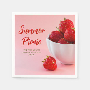 Serviette En Papier Pique-nique d'été Photo de fruits Fraises Réunion